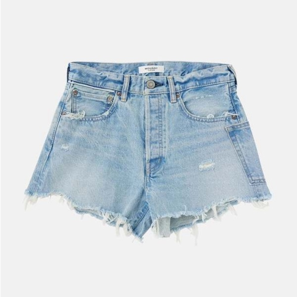 NWOT Moussy MV Mckendree Denim Shorts Women's Light Blue 25 cutoffs japan pocket - Picture 8 of 8